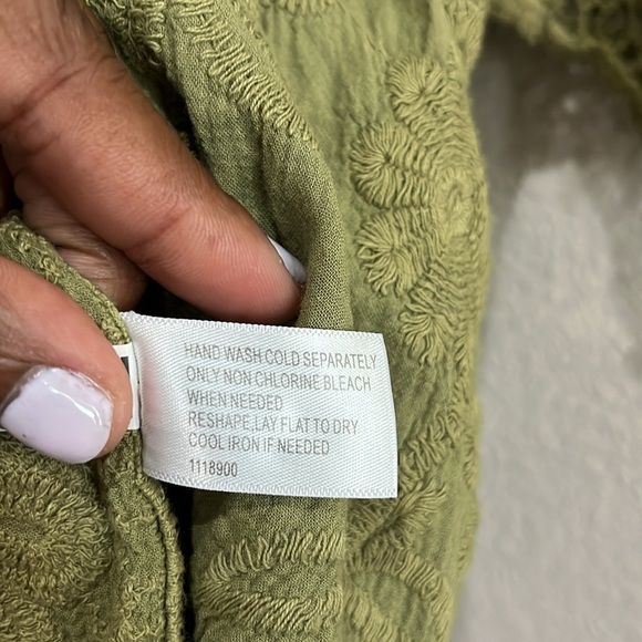 Lane Bryant Women’s Green 3/4 Sleeve Tie Front Blouse Embroidered Sz 22/24 - Picture 5 of 10